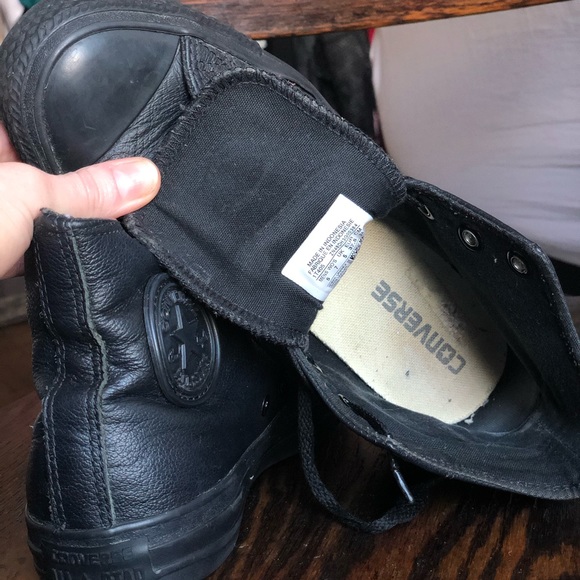 SOLD Black Leather Converse High Tops - Picture 6 of 6
